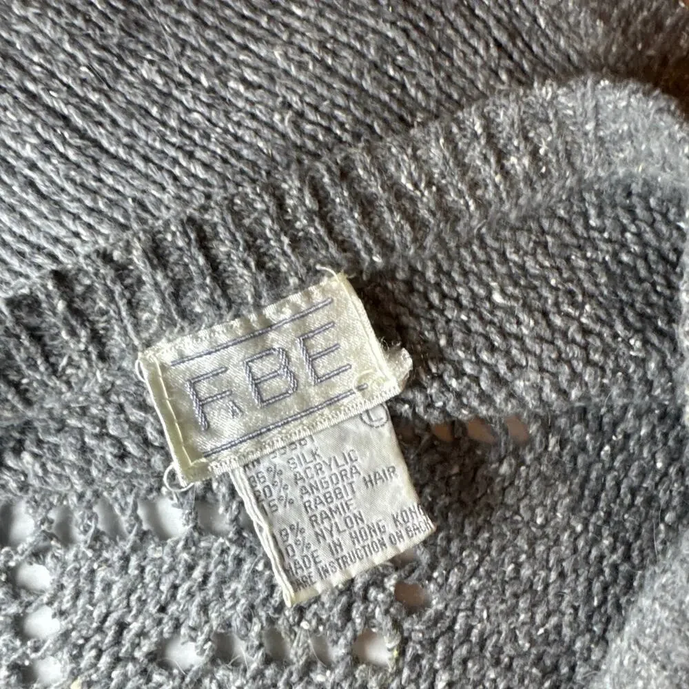 Vintage FaBE Silk & Angora mix, gray vest with a deep V on the back size Large